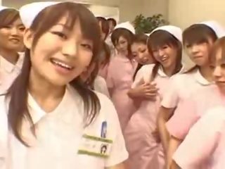 Asian nurses enjoy xxx movie on top
